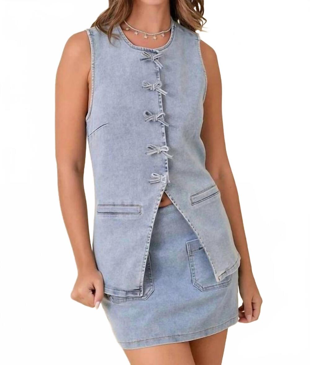NEW MAIN STRIP isla denim vest top in blue
